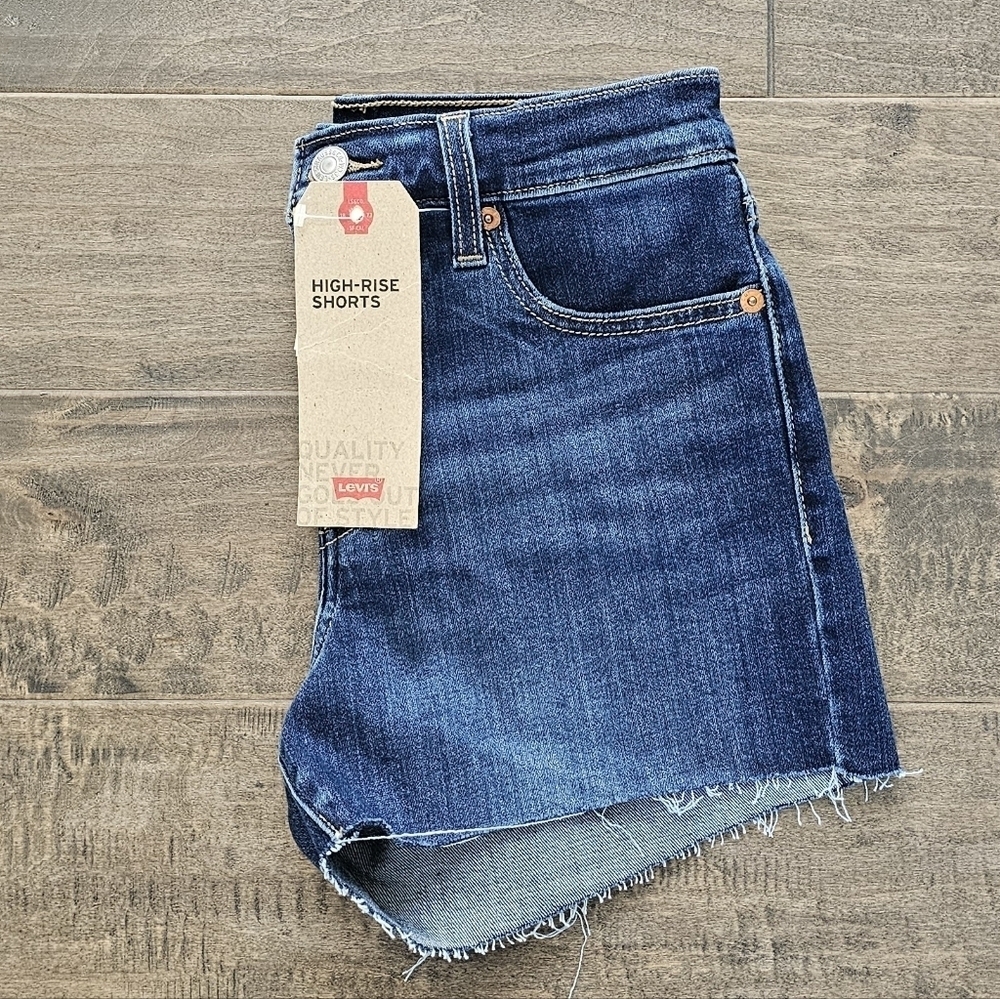 New Levi's High-Rise Blue Jean Shorts Sz 25 - Picture 4 of 6